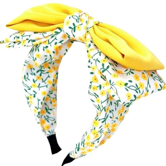 Yellow Floral Bow Headband - Picture 1 of 3